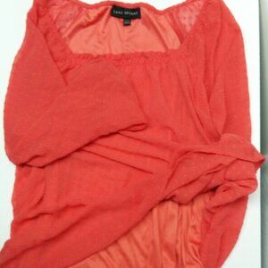 Lane Bryant Orange Swiss Dot Blouse 14/16